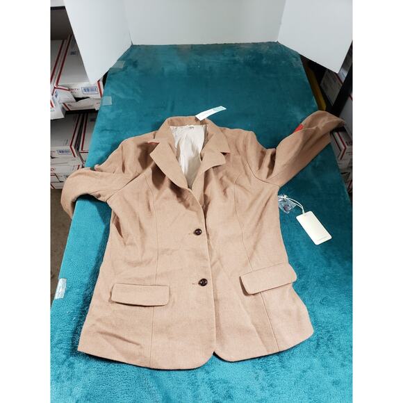 41Hawthorn Blazer Size Large Womens Beige Two Button Elbow Patches Ladies NWT - Picture 1 of 10
